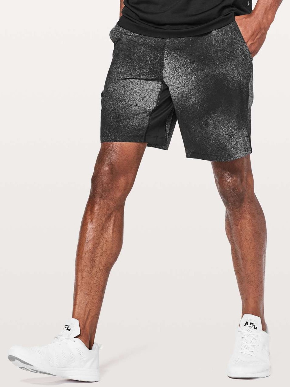 Lululemon T.H.E Short Linerless 9” Ocean Spray Ice Gray Black Size XS